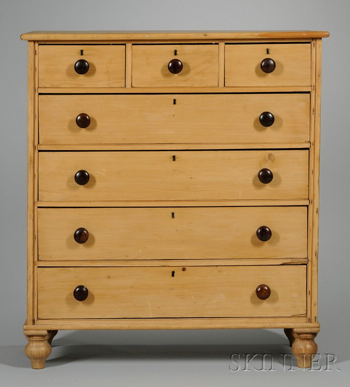 Appraisal: British Pine Seven-Drawer Bureau ht wd in