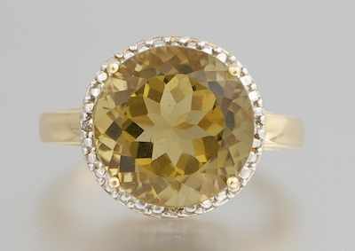 Appraisal: A Ladies' Gold and Olive Citrine Ring k yellow gold