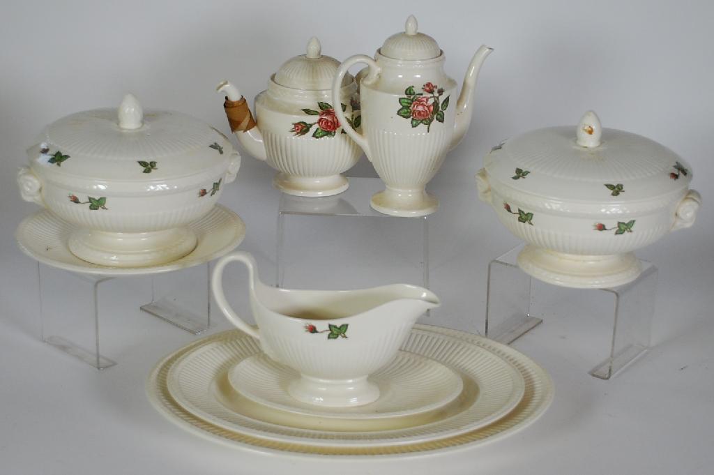 Appraisal: SEVENTY FOUR PIECE WEDGWOOD 'MOSS ROSE' PATTERN POTTERY DINNER AND