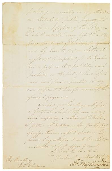 Appraisal: Americana Letter Signed Go Washington pp recto and verso folio