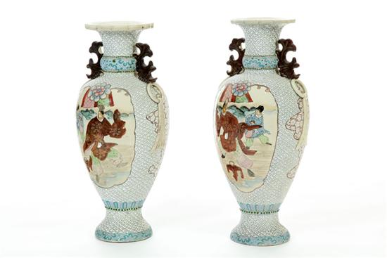 Appraisal: PAIR OF SATSUMA VASES Japan st half- th century Moriage