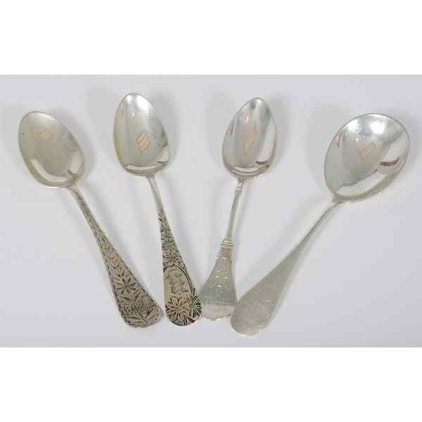 Appraisal: Sterling Silver Spoons American An assembled group of engraved sterling