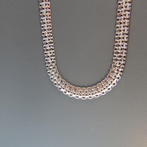 Appraisal: Sterling Silver Necklace fancy design wide long