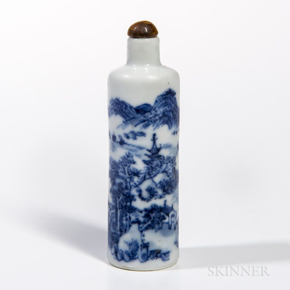 Appraisal: Blue and White Snuff Bottle Blue and White Snuff Bottle