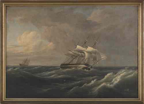 Appraisal: George Robert Bonfield American - oil on canvas nautical scene