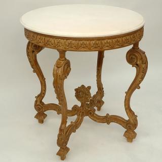 Appraisal: Mid Century French Louis XVI Style White Marble Top Round