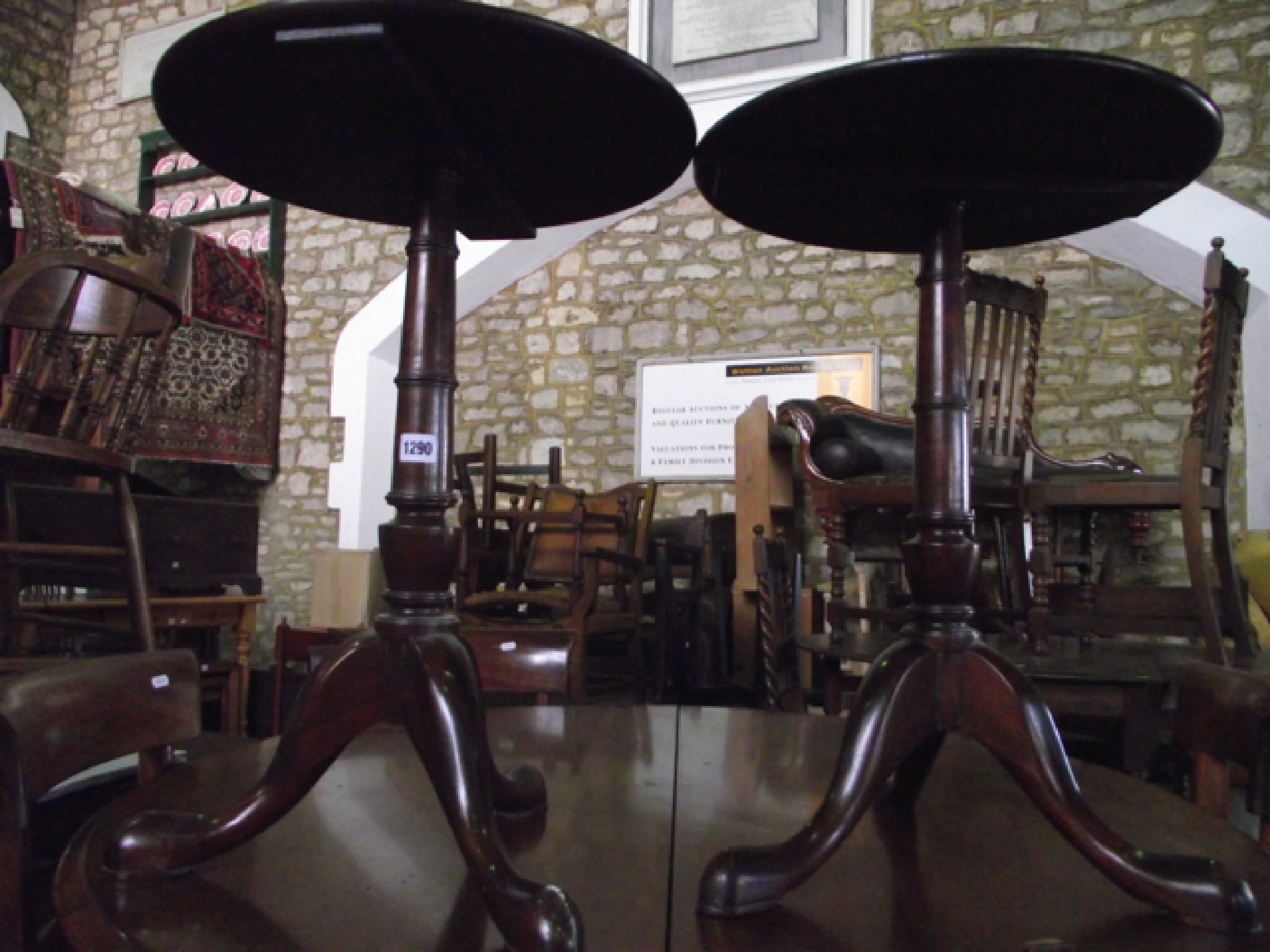 Appraisal: A pair of Georgian style tray top occasional tables the