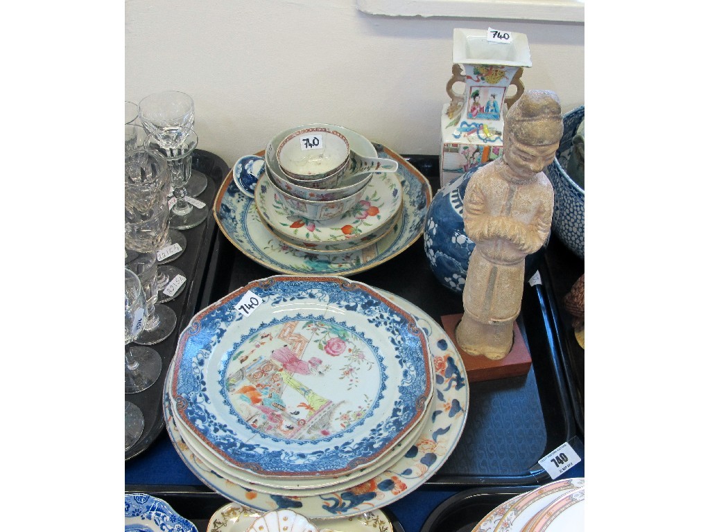 Appraisal: Tray of oriental ceramics including tea bowls plates etc