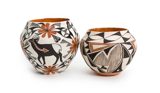 Appraisal: Sale Lot Two Acoma Jars the first with heartline big