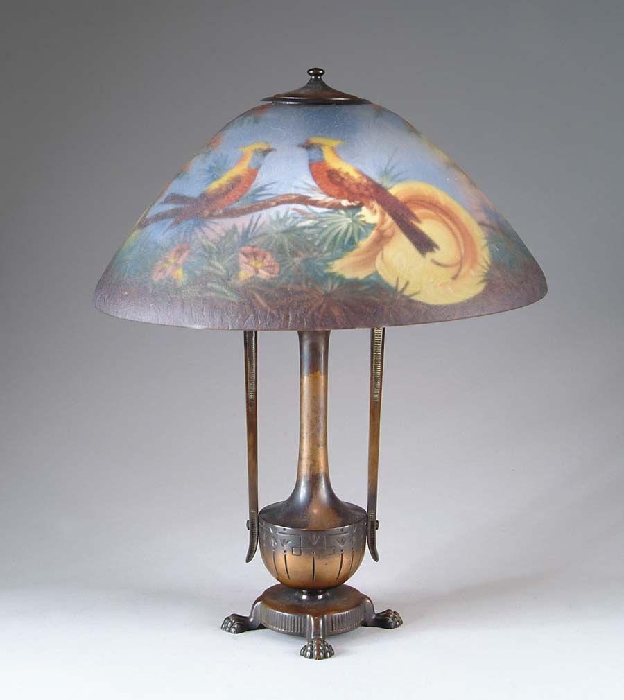 Appraisal: MOE BRIDGES BIRDS OF PARADISE TABLE LAMP As featured on