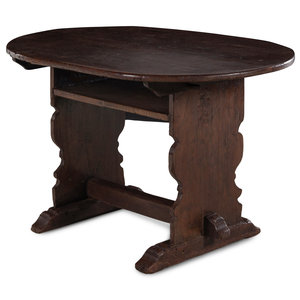 Appraisal: A Continental Oak Oval Trestle Table th Century and Later