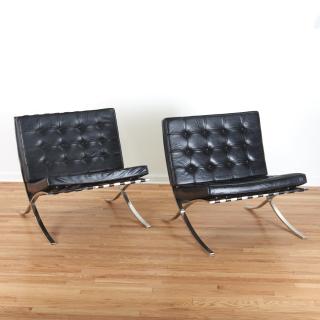 Appraisal: Important pair Mies Van der Rohe Barcelona chairs Important pair