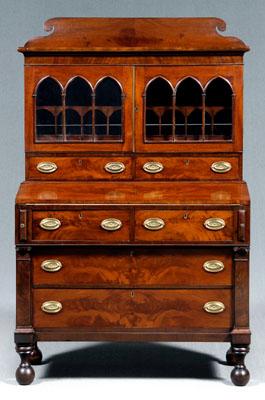 Appraisal: Federal lady s secretary Maine two-case construction mahogany with highly