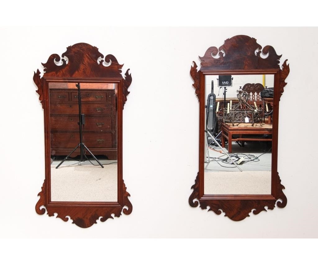 Appraisal: Two Chippendale style mahogany carved mirrors one signed Kinloch Woodworking