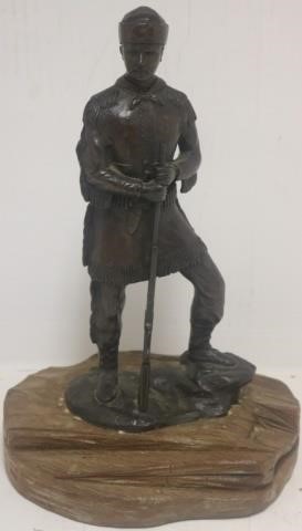 Appraisal: TH C BRONZE FIGURE OF A FRONTIERSMAN SIGNEDA A WHITE