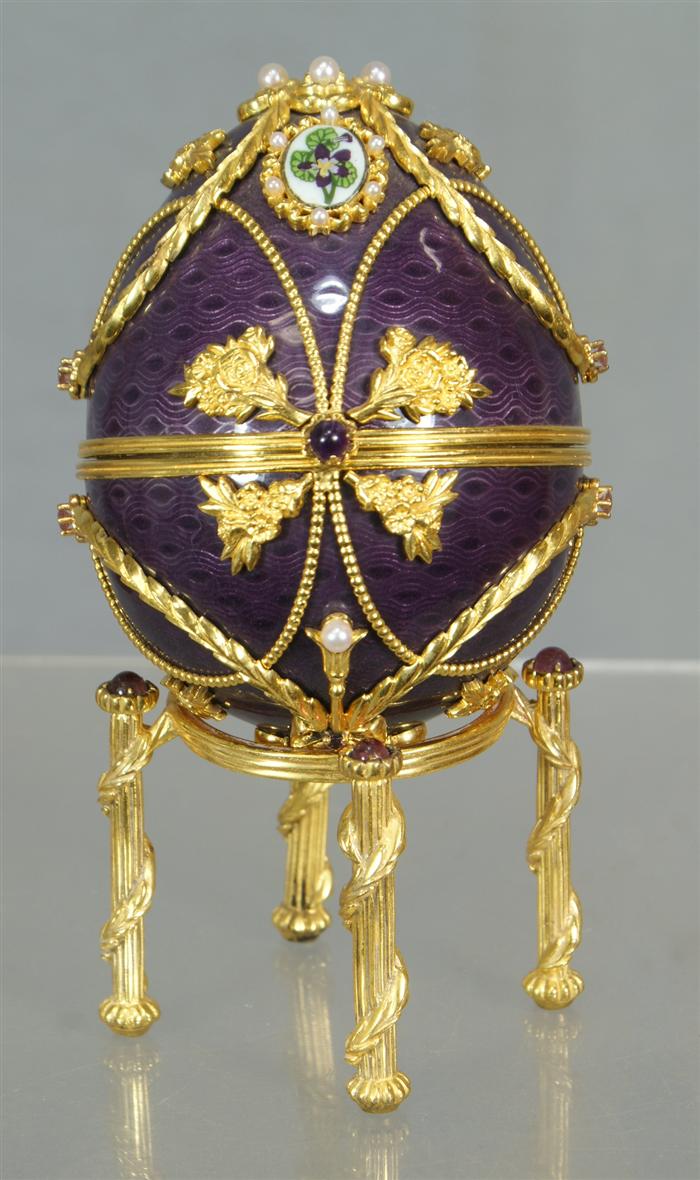 Appraisal: Enameled K gilt sterling silver Winter Enchantment FM Faberge egg