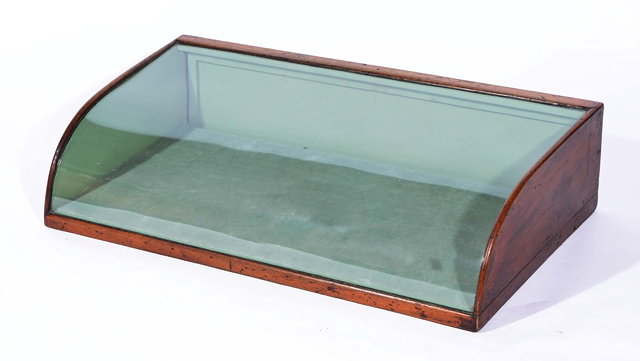 Appraisal: A VICTORIAN TABLE TOP GLASS DISPLAY CABINET with folding back