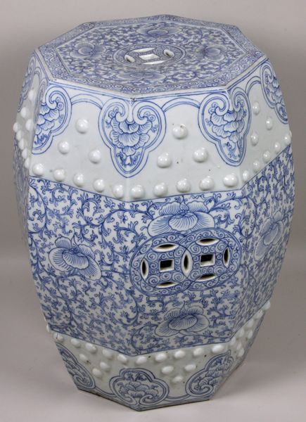 Appraisal: th Century Chinese blue and white porcelain garden seat h