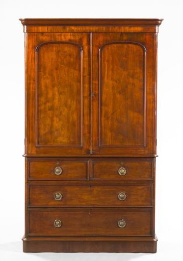 Appraisal: Early Victorian Mahogany Linen Press third quarter th century the