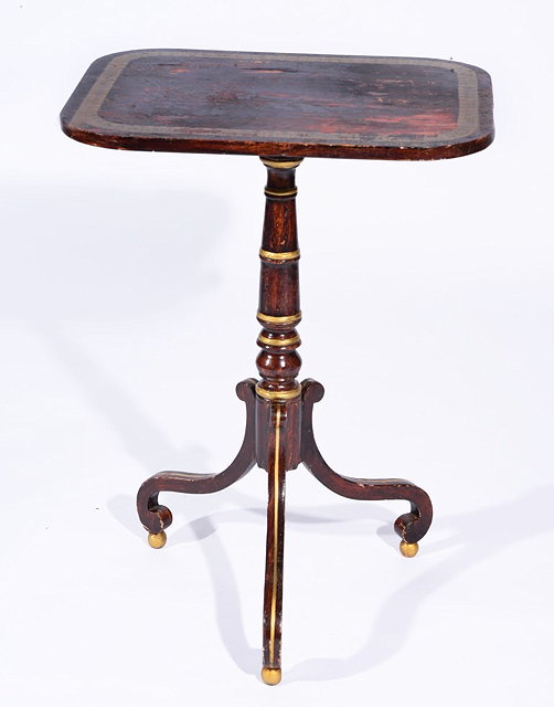 Appraisal: A REGENCY STYLE PAINTED OCCASIONAL TABLE with turned column and