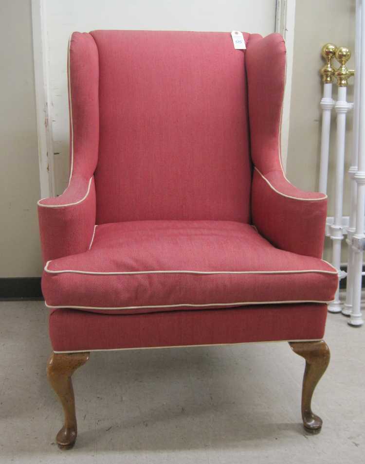 Appraisal: QUEEN ANNE STYLE WINGBACK ARMCHAIR American late th century with