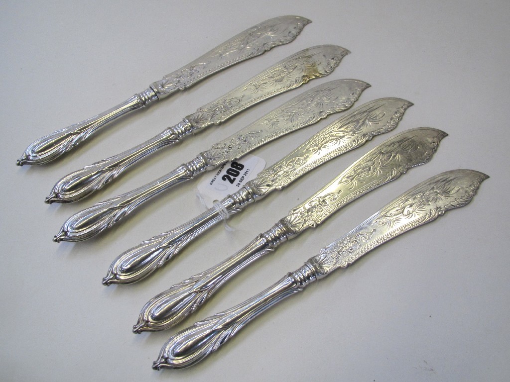 Appraisal: Set of six Victorian silver fish knives Birmingham