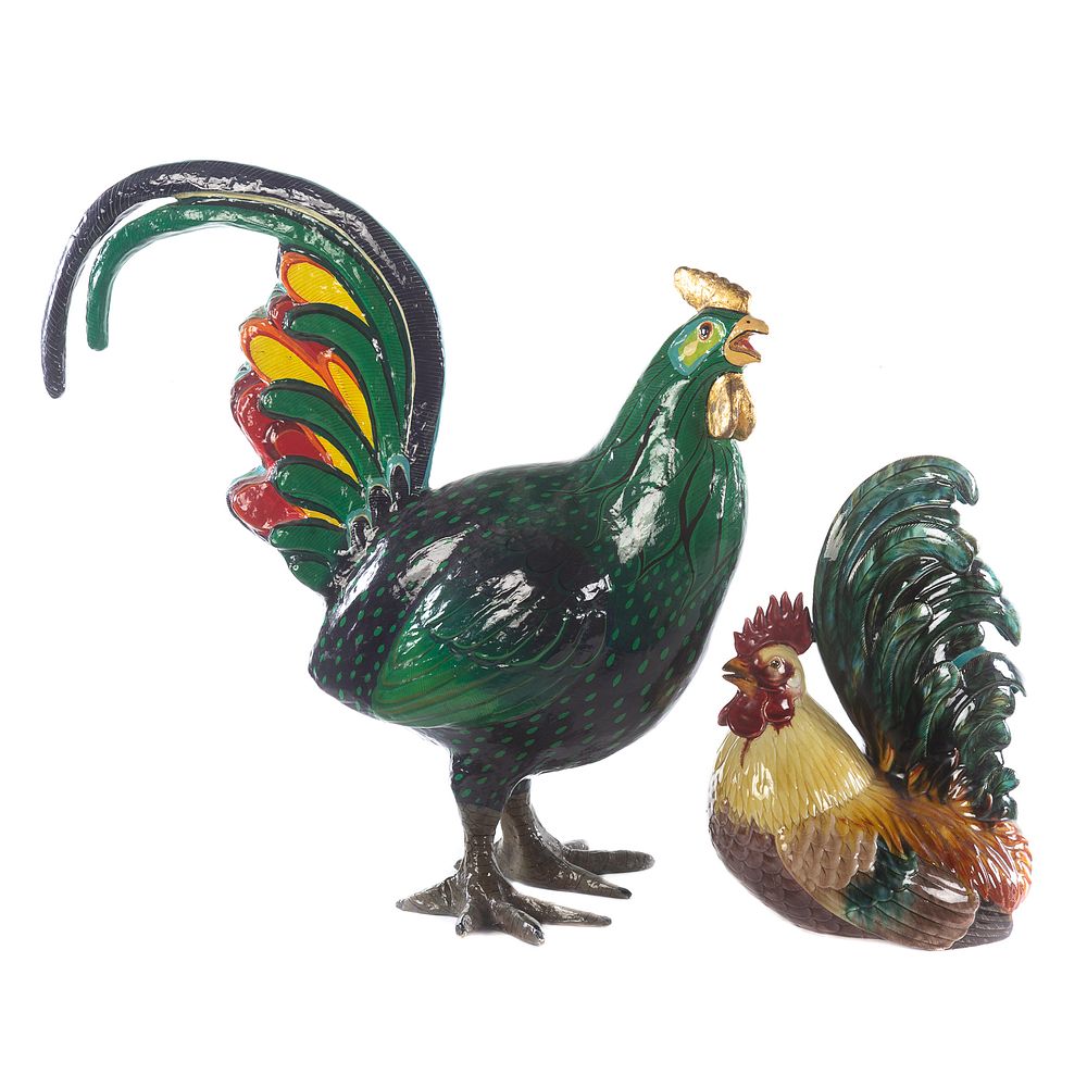 Appraisal: Majolica Rooster Papier Mache Rooster Majolica rooster stamp mark T