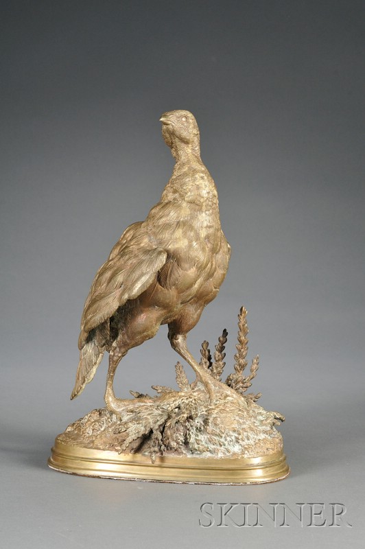 Appraisal: Ferdinand Pautrot French - Bronze Model of a Pheasant light