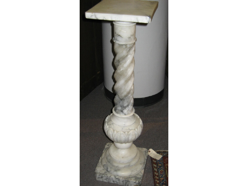 Appraisal: ITALIAN MARBLE PEDESTAL Rectangular top on the spiraling column with