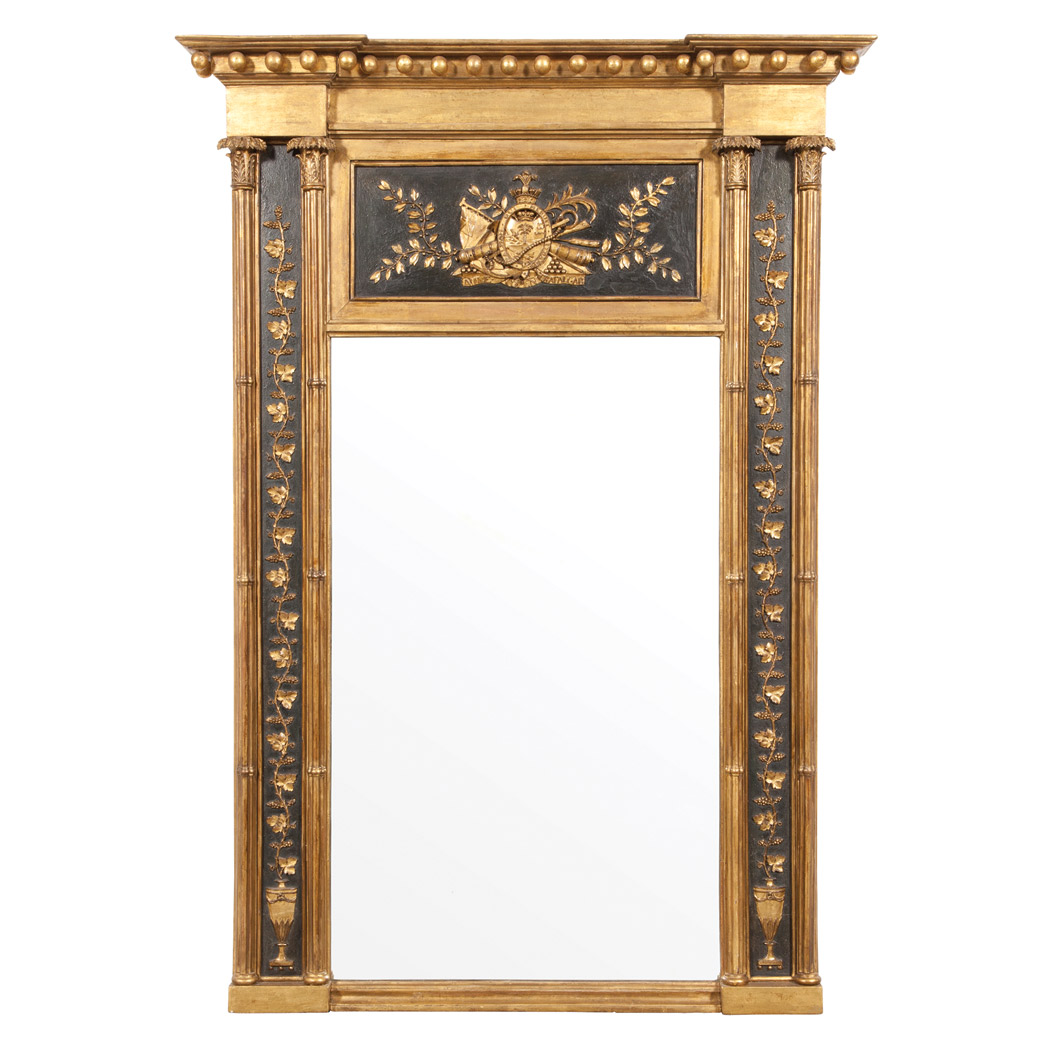 Appraisal: Regency Giltwood Gilt Gesso and Painted Pier Mirror Early th