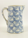 Appraisal: PITCHER - th C stoneware pitcher blue sponge decorated on