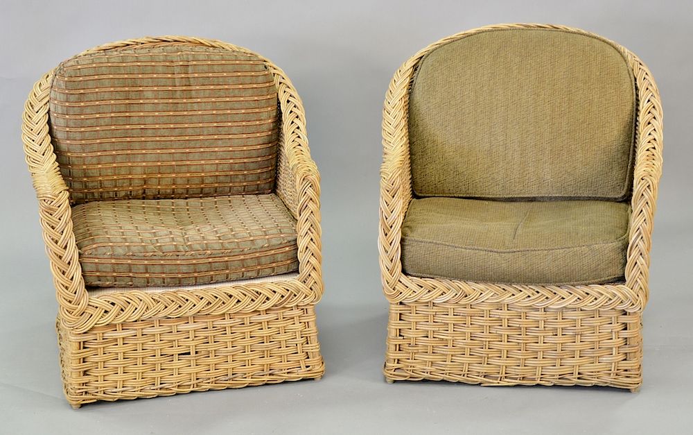 Appraisal: Pair of wicker armchairs Pair of wicker armchairs Condition All