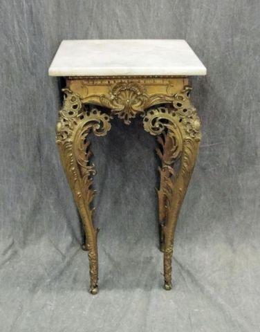 Appraisal: Art Deco Gilt Metal Marbletop End Table From an East