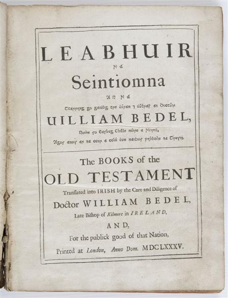 Appraisal: Bible in Gaelic - Bedel William trans Leabhuir na Seintiomna