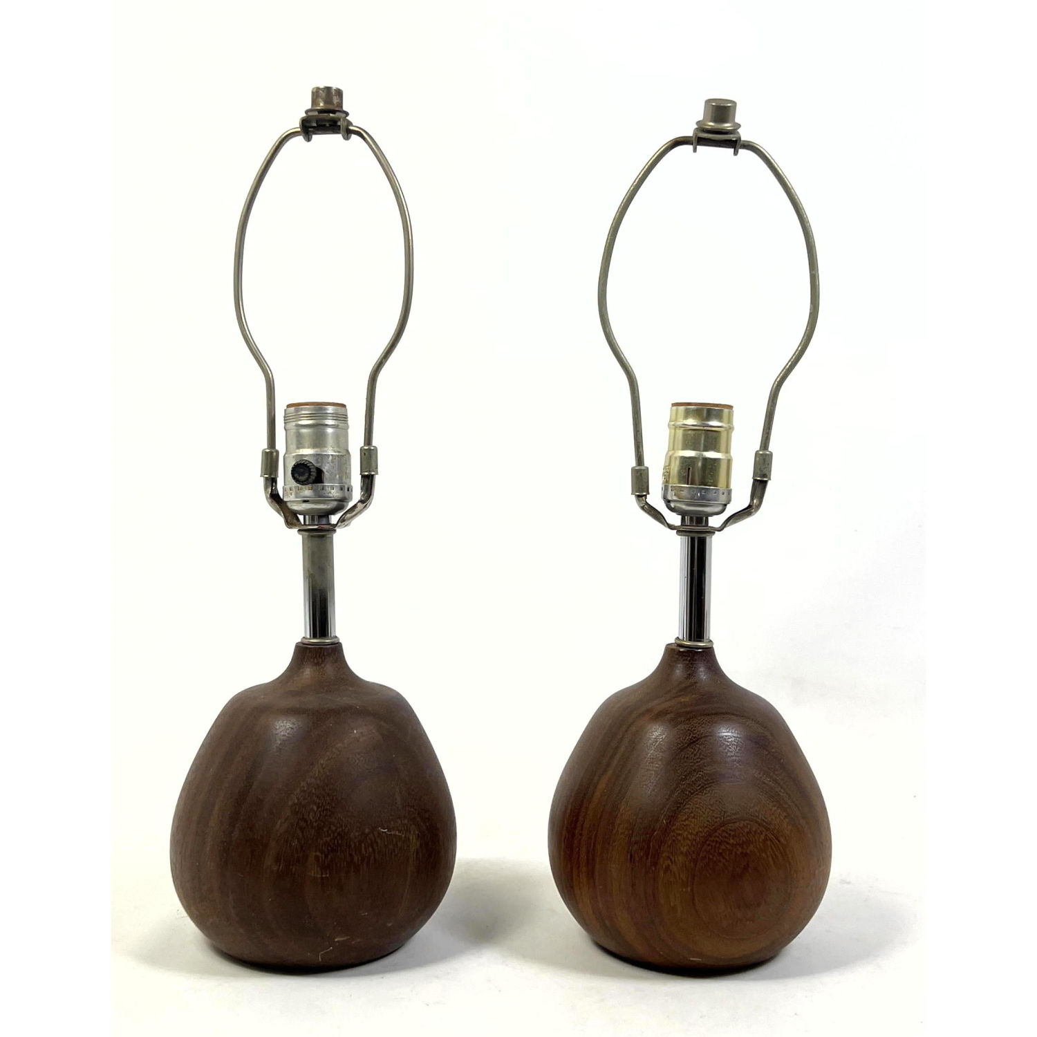 Appraisal: Pair teak sculptural lamps teardrop shape slightly different in shape