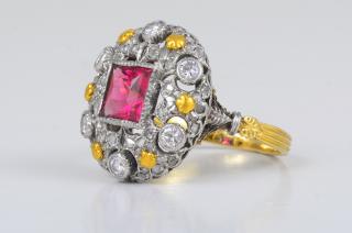 Appraisal: Buccellati Ruby Diamond Ring Buccellati ruby diamond ring Signed BUCCELLATI