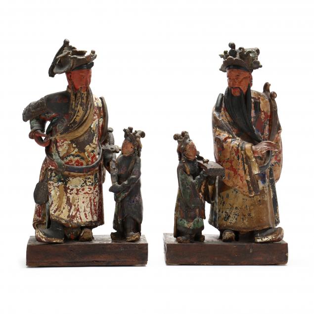 Appraisal: TWO CHINESE POTTERY FIGURAL SCULPTURES Qing dynasty - probably th