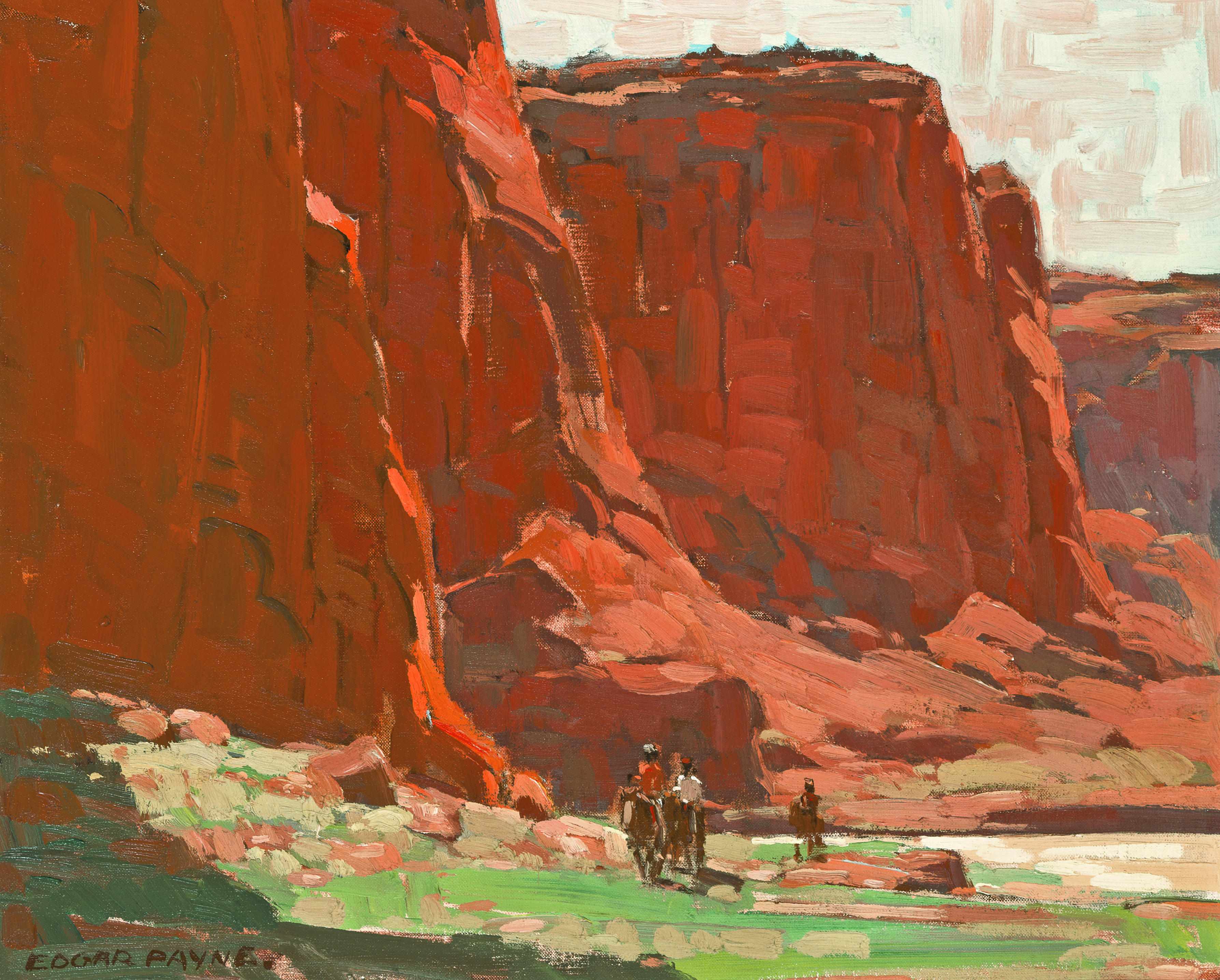 Appraisal: Edgar Payne - Riders passing through Canyon de Chelly Arizona