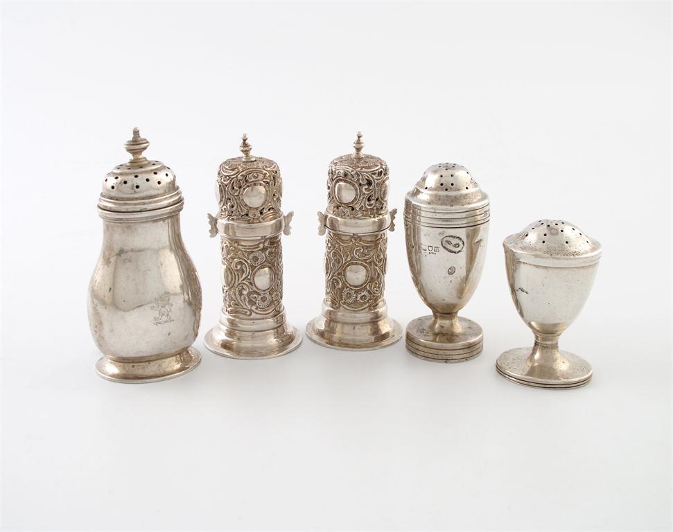 Appraisal: A mixed lot of silver pepper pots