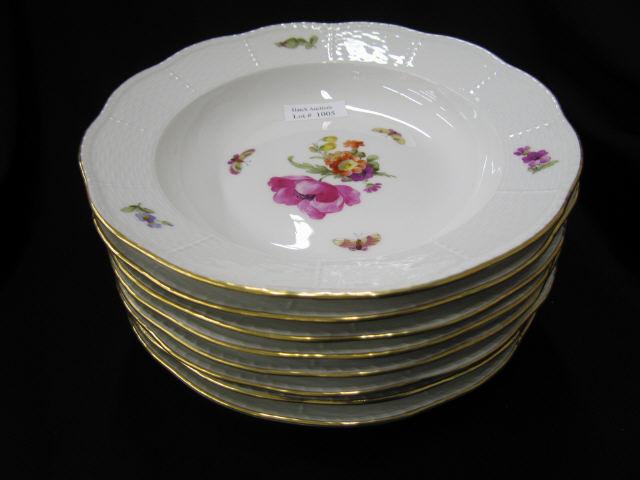 Appraisal: K P M Porcelain Soup Plates butterfly floral basketweave border