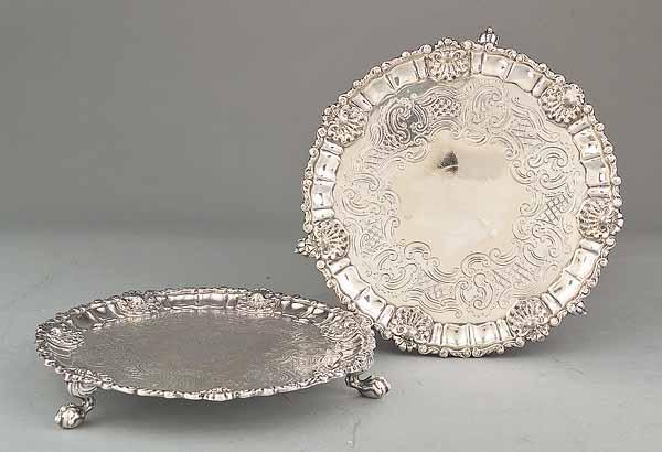 Appraisal: A Pair of Late Georgian Sheffield Plate Waiters early th