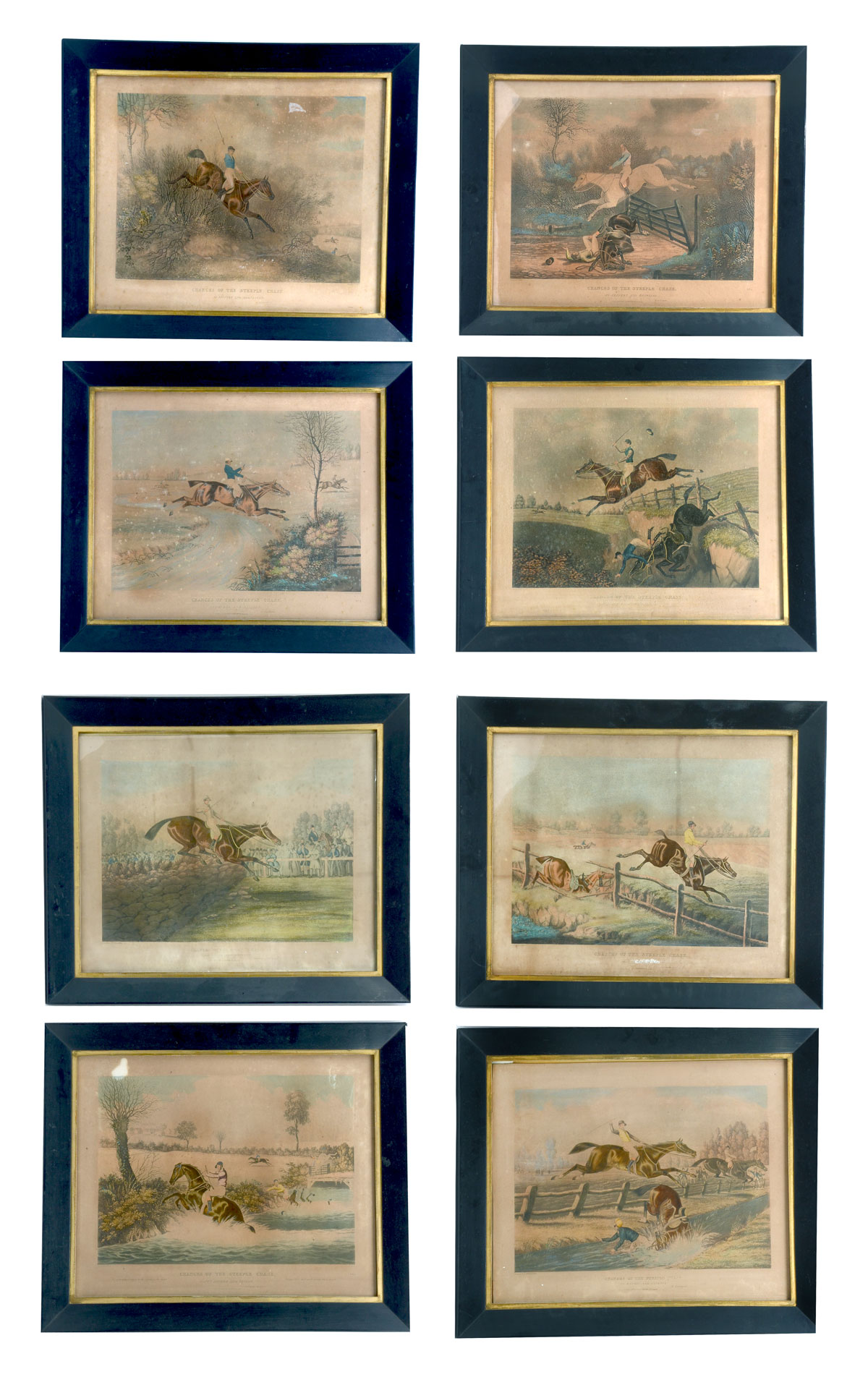 Appraisal: PIECE CHANCES OF THE STEEPLE CHASE PRINT LOT After Paintings