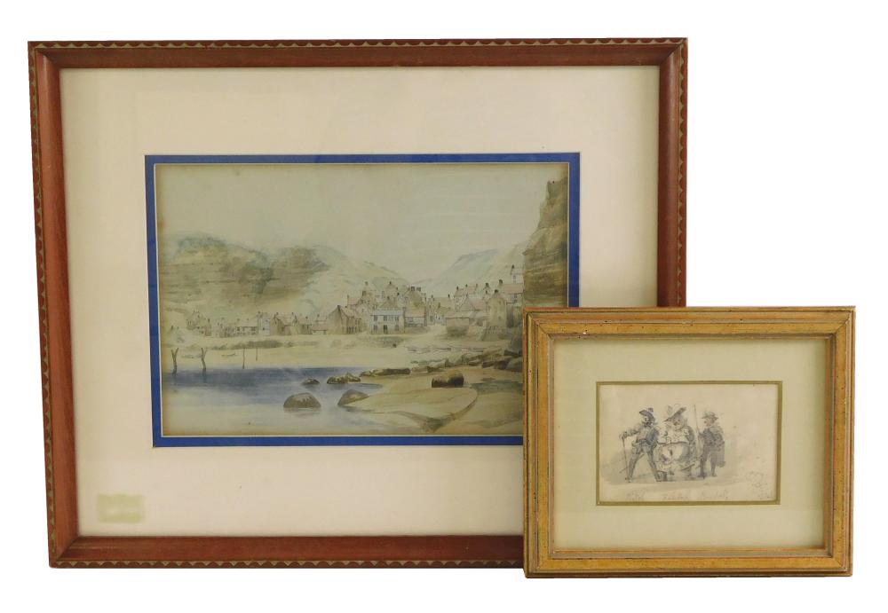 Appraisal: Two framed watercolor drawings one by George Sidney Shepherd other