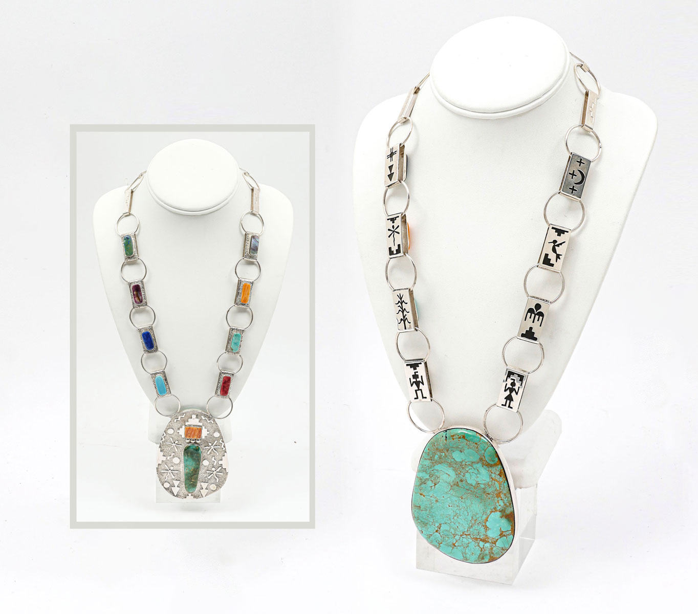 Appraisal: NATIVE AMERICAN RAINCLOUD STERLING TURQUOISE NECKLACE This necklace by Raincloud