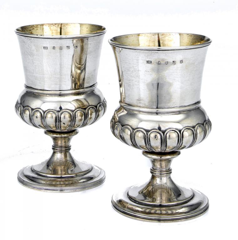 Appraisal: A PAIR OF SCOTTISH GEORGE III GOBLETS the bowl of