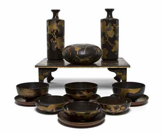 Appraisal: A Set of Japanese Lacquer Wares Meiji period comprised of