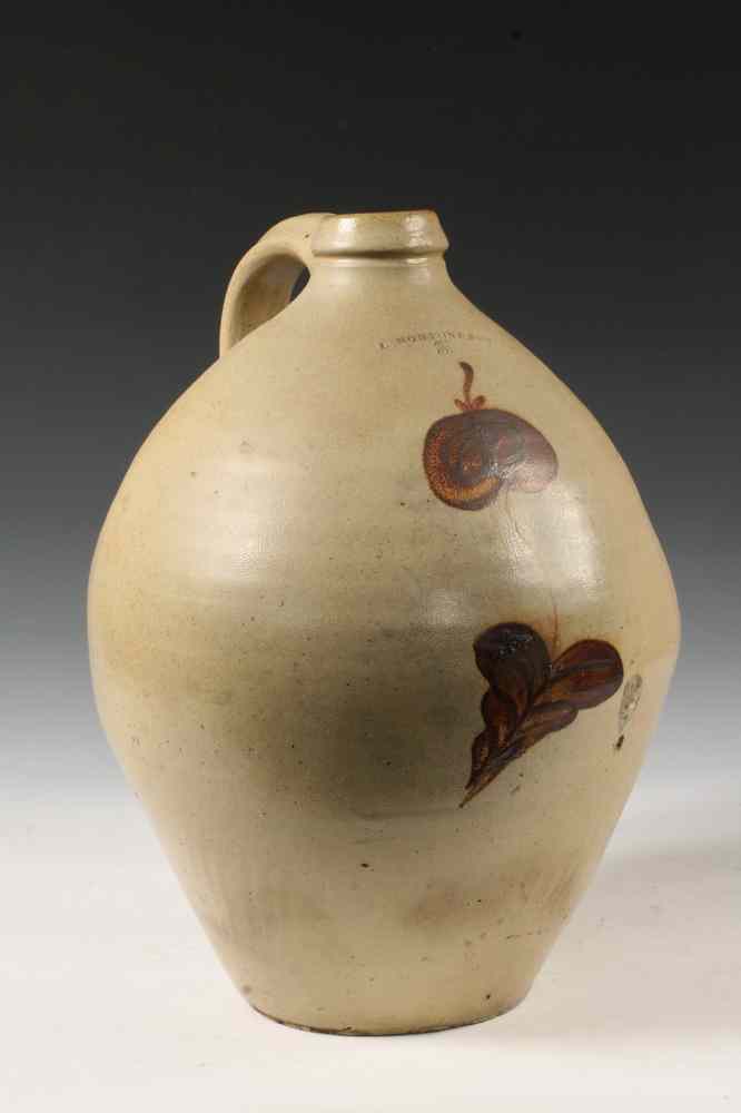 Appraisal: JUG - Fine large ovoid stoneware handled jug with brown