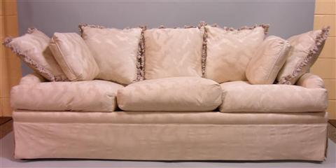 Appraisal: SCHUMACHER UPHOLSTERED SWAIM CLASSICS SOFA With three seat cushions upholstered