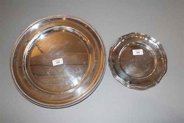 Appraisal: A SILVER DISH with egg and dart border diameter stamped