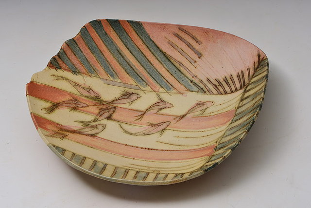 Appraisal: Laurel Keeley British th Century 'Swimming Fish' dishimpressed potter's mark